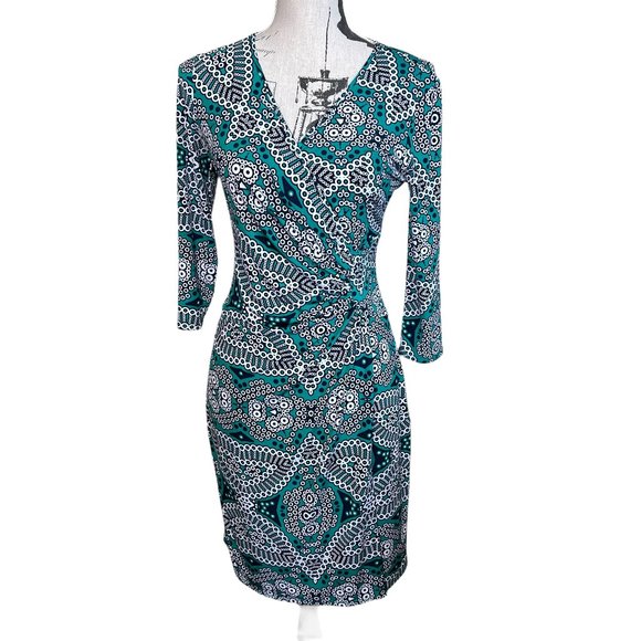 Laundry by Design Dresses & Skirts - Laundry Women's Green White Geometric Print Sheath Dress Size 6 Long Sleeve